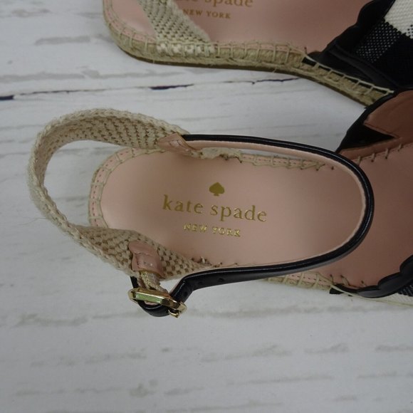 New KATE SPADE Bonnie Espadrille Sandals Sling Back Flats Gingham Casual Size 7 - Picture 11 of 13